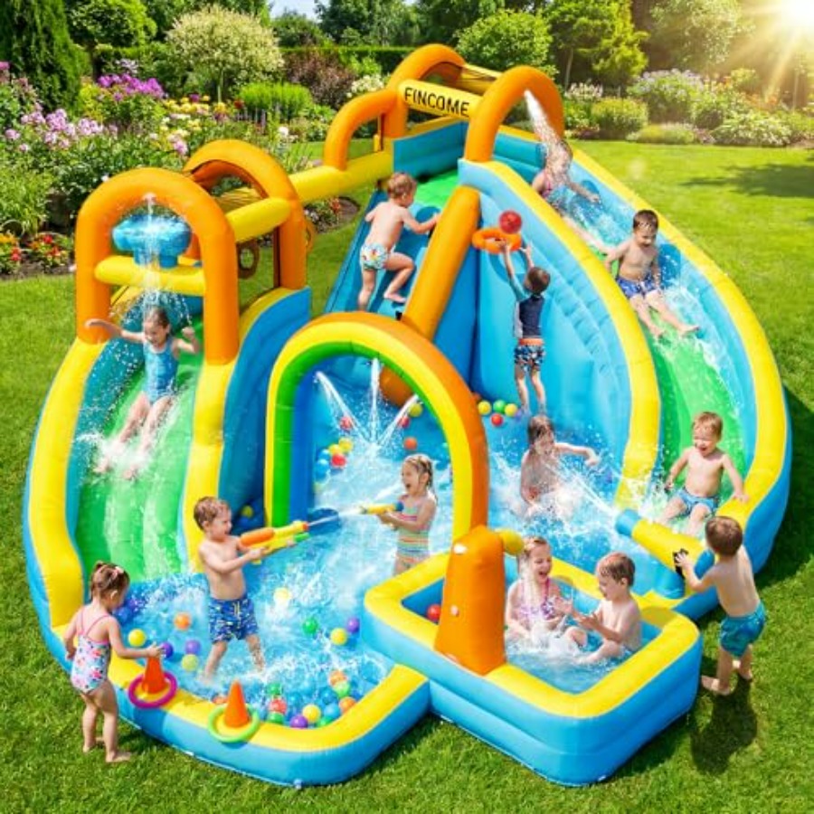 Kids Outdoor Basketball Hoop - Tobogán acuático inflable para niños con
