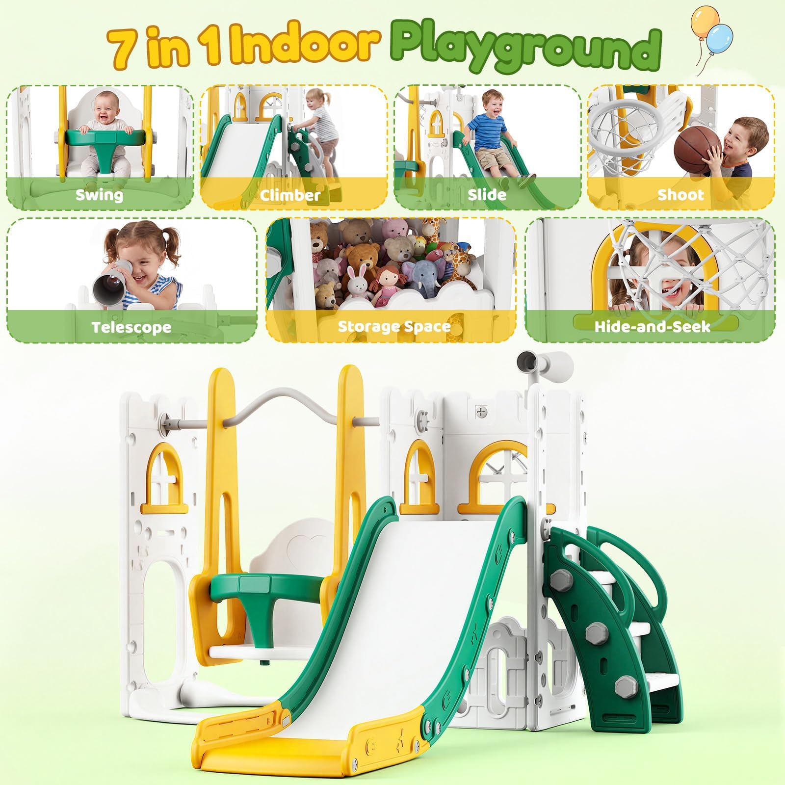 Juego de tobogán y columpio 7  - Kids Outdoor Playground reseña y precio