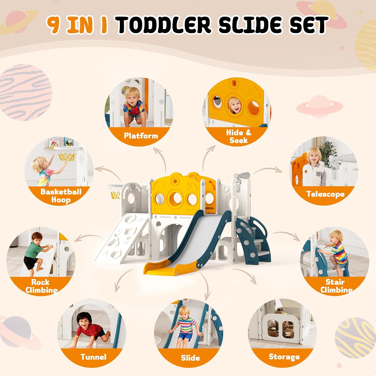 Juego de Tobogán 9 en 1 para N - Kids Outdoor Basketball Hoop reseña y precio